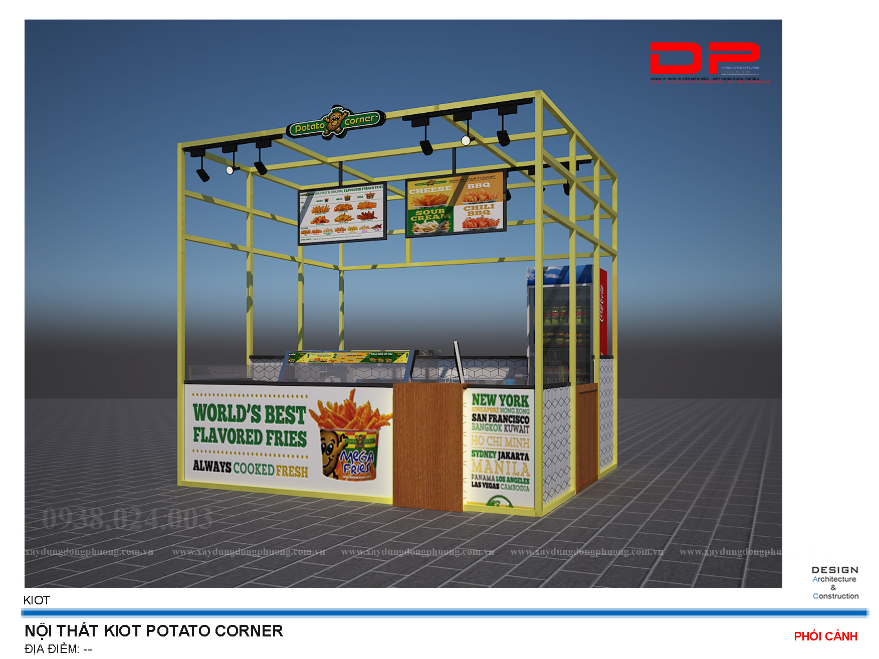 thiết kế Kiosk, quầy booth đồ ăn nhanh Potato Corner 