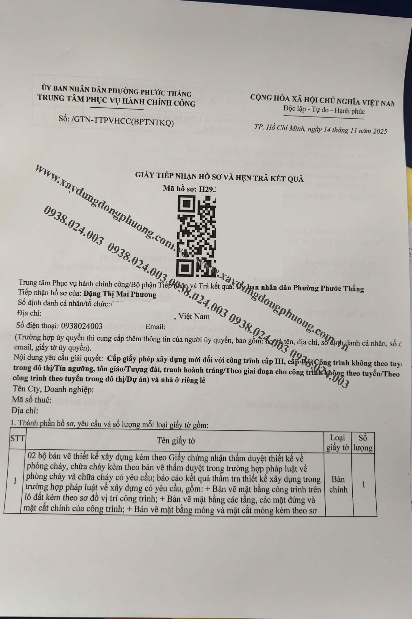 Hồ sơ xin phép xây dựng